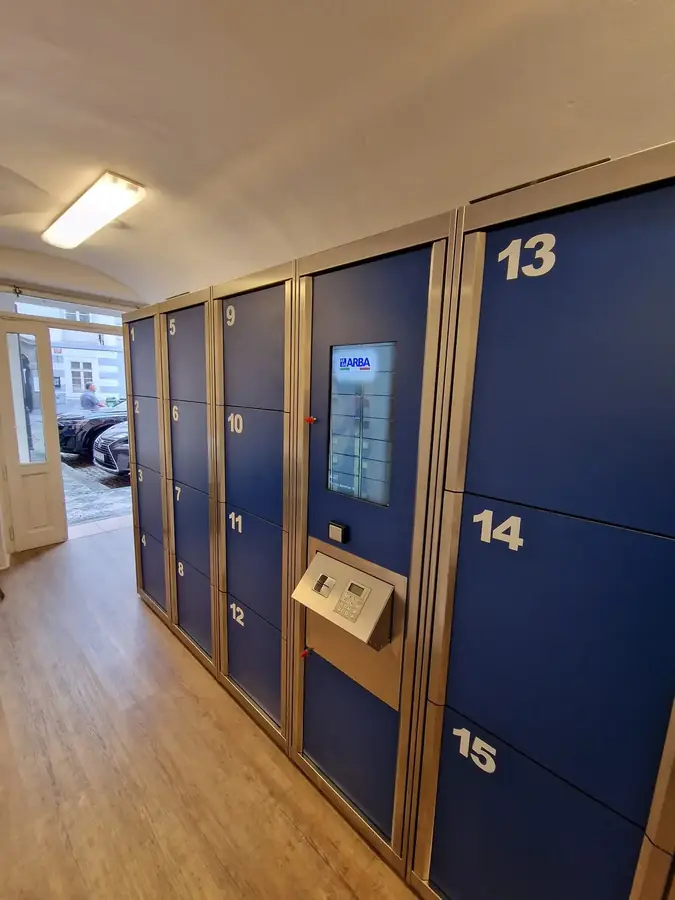 EasyLocker luggage storage lockers interior, Malá Strana Prague